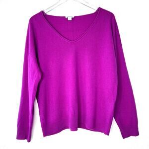 Sundance 100% Cashmere Pullover Knit V-Neck Sweater MEDIUM Fuchsia Pink Purple